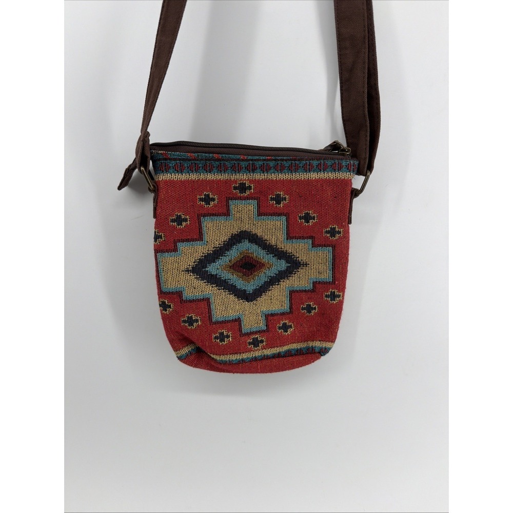 Western Canvas Crossbody Messenger Purse Adjustable Strap Aztec Serape Boho - Picture 2 of 8